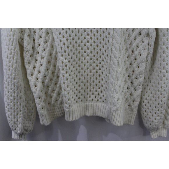 Reiss Womens Cream Lauren Chunky Open Knit Cotton Blend Pullover Sweater M - Picture 6 of 8